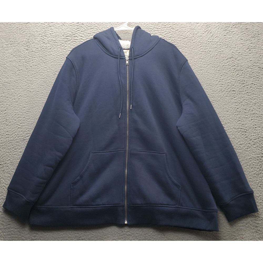 Style&co. Windbreaker Hoodie‎ Womens 2X Navy Sherpa Lined Drawstring Full Zip